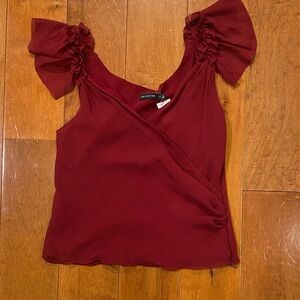 The Limited Deep Red Ruffled Blouse